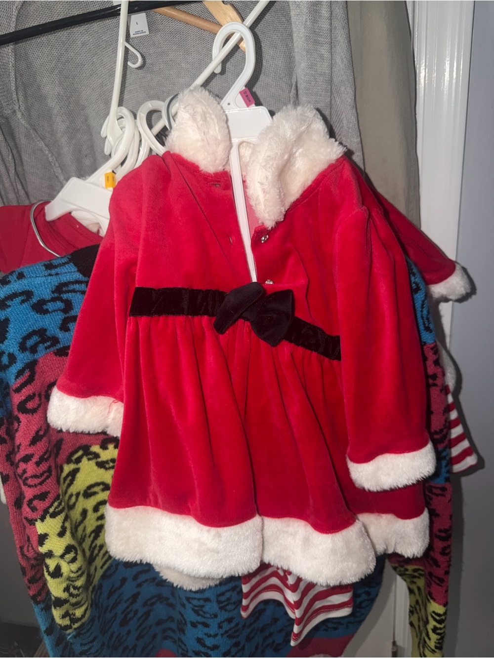 Little wonders holiday Christmas Girls Santa outfit Red white Size 12 Months